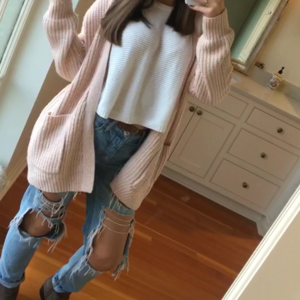 American Eagle high rise ripped boyfriend jeans